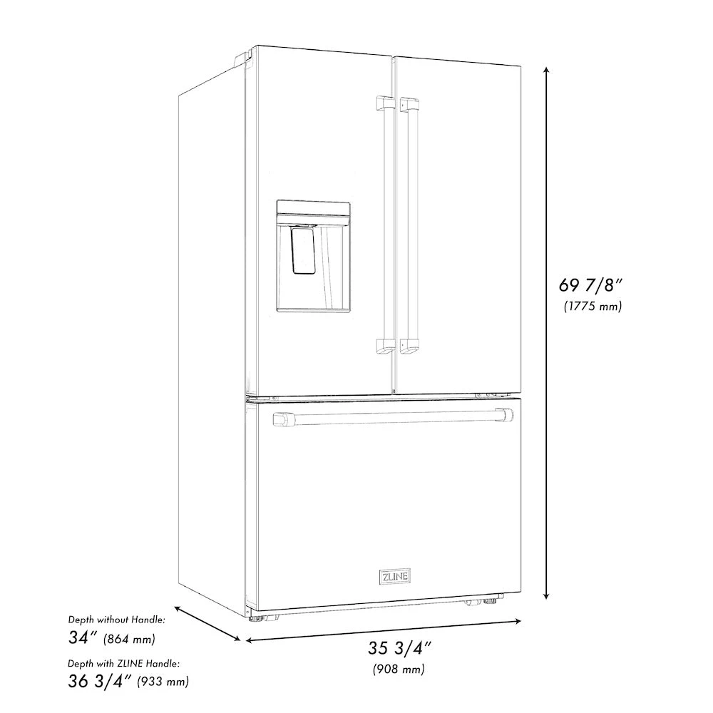 ZLINE 36 In. 28.9 Cu. Ft. Standard-Depth French Door External Water Dispenser Refrigerator With Dual Ice Maker In Fingerprint-Resistant Stainless Steel (RSM-W-36)(Zline 36 Standard Depth Refrigerator Stainless Steel Rsm W 36) 17 ZLINE 36 In. 28.9 Cu. Ft. Standard-Depth French Door External Water Dispenser Refrigerator With Dual Ice Maker In Fingerprint-Resistant Stainless Steel (RSM-W-36)(Zline 36 Standard Depth Refrigerator Stainless Steel Rsm W 36) - Image 17