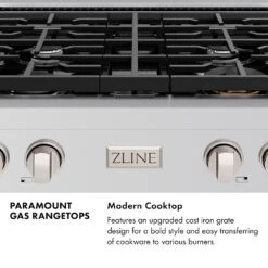 ZLINE Autograph Edition 48 In. Paramount Gas Rangetop With 8 Burner DuoPro™ Cooktop In Stainless Steel And Champagne Bronze Accents (PSRTZ-48-CB)(Zline Autograph Edition 48 Paramount Gas Rangetop Duopro Stainless Steel Champagne Bronze Psrtz 48 Cb) -Zline Oven Shop zline paramount 48 inch gas rangetop duopro cooktop infographic infographic cooktop