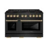 ZLINE Autograph Edition 48 In. 6.7 Cu. Ft. Paramount Dual Fuel Range With 8 Burner DuoPro™ Cooktop And Dual Ovens In Black Stainless Steel And Polished Gold Accents (PSDRBZ-48-G)(Zline Autograph Edition 48 Paramount Dual Fuel Range Duopro Black Stainless Steel Polished Gold Psdrbz 48 G)