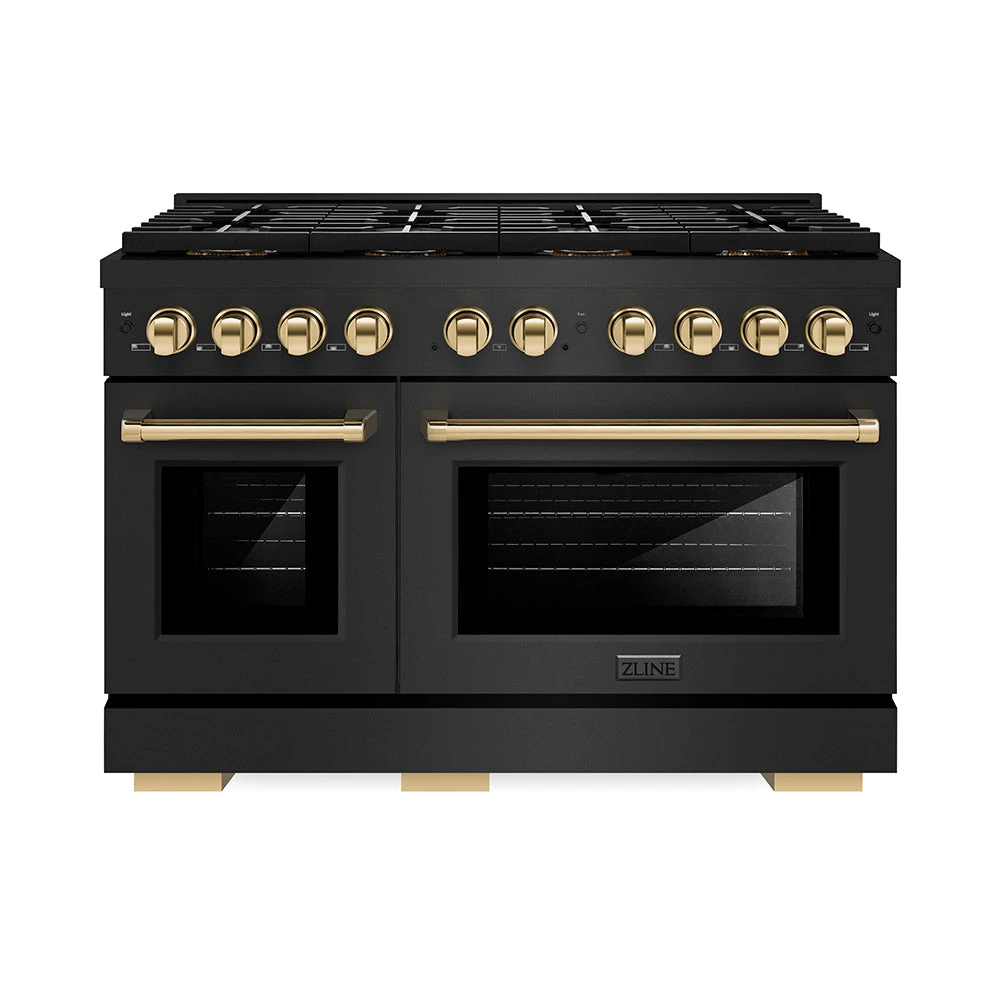 ZLINE Autograph Edition 48 In. 6.7 Cu. Ft. Paramount Dual Fuel Range With 8 Burner DuoPro™ Cooktop And Dual Ovens In Black Stainless Steel And Polished Gold Accents (PSDRBZ-48-G)(Zline Autograph Edition 48 Paramount Dual Fuel Range Duopro Black Stainless Steel Polished Gold Psdrbz 48 G) 1 ZLINE Autograph Edition 48 In. 6.7 Cu. Ft. Paramount Dual Fuel Range With 8 Burner DuoPro™ Cooktop And Dual Ovens In Black Stainless Steel And Polished Gold Accents (PSDRBZ-48-G)(Zline Autograph Edition 48 Paramount Dual Fuel Range Duopro Black Stainless Steel Polished Gold Psdrbz 48 G)