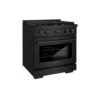 ZLINE 30 In. 4.2 Cu. Ft. Paramount Dual Fuel Range With 4 Burner Gas Cooktop And Electric Convection Oven In Black Stainless Steel (SDRB-30)(Zline 30 Paramount Dual Fuel Range Black Stainless Steel Sdrb 30)