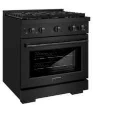 ZLINE 30 In. 4.2 Cu. Ft. Paramount Dual Fuel Range With 4 Burner Gas Cooktop And Electric Convection Oven In Black Stainless Steel (SDRB-30)(Zline 30 Paramount Dual Fuel Range Black Stainless Steel Sdrb 30) -Zline Oven Shop zline professional black stainless steel gas range SDRB 30 main