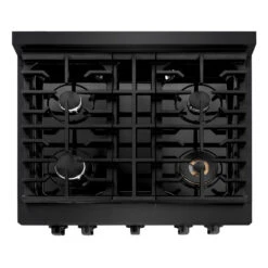 ZLINE 30 In. 4.2 Cu. Ft. Paramount Dual Fuel Range With 4 Burner Gas Cooktop And Electric Convection Oven In Black Stainless Steel (SDRB-30)(Zline 30 Paramount Dual Fuel Range Black Stainless Steel Sdrb 30) -Zline Oven Shop zline professional black stainless steel gas range SDRB 30 top down