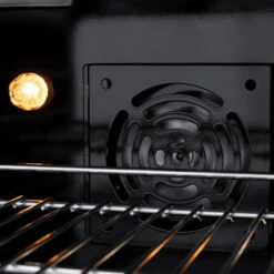 ZLINE 48 In. 6.7 Cu. Ft. Paramount Double Oven Dual Fuel Range With 8 Burner Gas Cooktop In Black Stainless Steel (SDRB-48)(Zline 48 Paramount Dual Fuel Range Black Stainless Steel Sdrb 48) -Zline Oven Shop zline professional black stainless steel gas range SDRB 48 fan detail