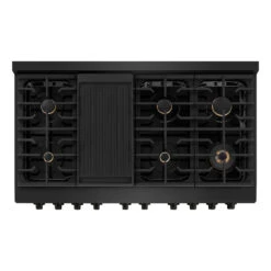 ZLINE 48 In. 6.7 Cu. Ft. Paramount Double Oven Dual Fuel Range In Black Stainless Steel With 8 Brass Burners (SDRB-BR-48)(Zline 48 Paramount Dual Fuel Range Black Stainless Steel Brass Burners Sdrb Br 48) -Zline Oven Shop zline professional black stainless steel gas range SDRB BR 48 top down