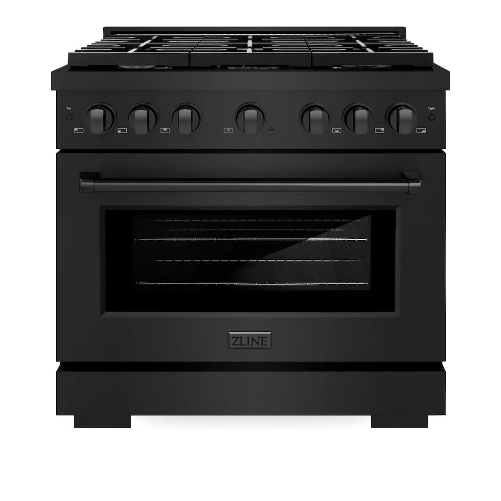 ZLINE 36 In. 5.2 Cu. Ft. Paramount Gas Range With 6 Burner Cooktop And Convection Gas Oven In Black Stainless Steel (SGRB-36)(Zline 36 Paramount Gas Range Black Stainless Steel Sgrb 36) 2 ZLINE 36 In. 5.2 Cu. Ft. Paramount Gas Range With 6 Burner Cooktop And Convection Gas Oven In Black Stainless Steel (SGRB-36)(Zline 36 Paramount Gas Range Black Stainless Steel Sgrb 36) - Image 2