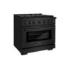 ZLINE 36 In. 5.2 Cu. Ft. Paramount Gas Range With 6 Burner Cooktop And Convection Gas Oven In Black Stainless Steel (SGRB-36)(Zline 36 Paramount Gas Range Black Stainless Steel Sgrb 36)