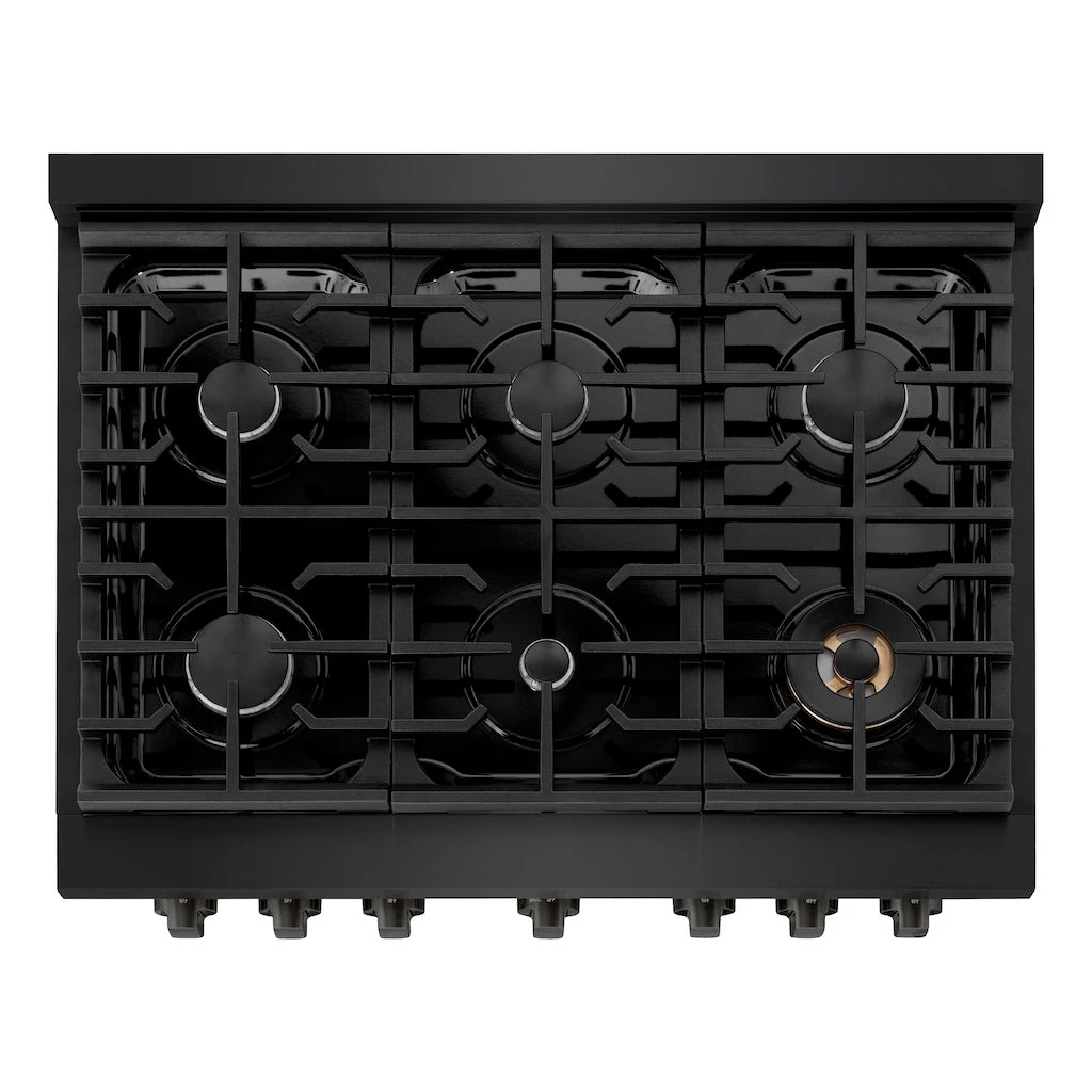 ZLINE 36 In. 5.2 Cu. Ft. Paramount Gas Range With 6 Burner Cooktop And Convection Gas Oven In Black Stainless Steel (SGRB-36)(Zline 36 Paramount Gas Range Black Stainless Steel Sgrb 36) 4 ZLINE 36 In. 5.2 Cu. Ft. Paramount Gas Range With 6 Burner Cooktop And Convection Gas Oven In Black Stainless Steel (SGRB-36)(Zline 36 Paramount Gas Range Black Stainless Steel Sgrb 36) - Image 4