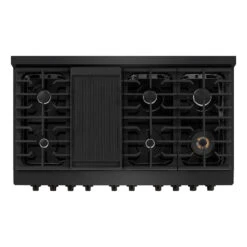 ZLINE 48 In. 6.7 Cu. Ft. Paramount Double Oven Gas Range With 8 Burner Cooktop In Black Stainless Steel (SGRB-48)(Zline 48 Paramount Gas Range Black Stainless Steel Sgrb 48) -Zline Oven Shop zline professional black stainless steel gas range SGRB 48 top downcopy