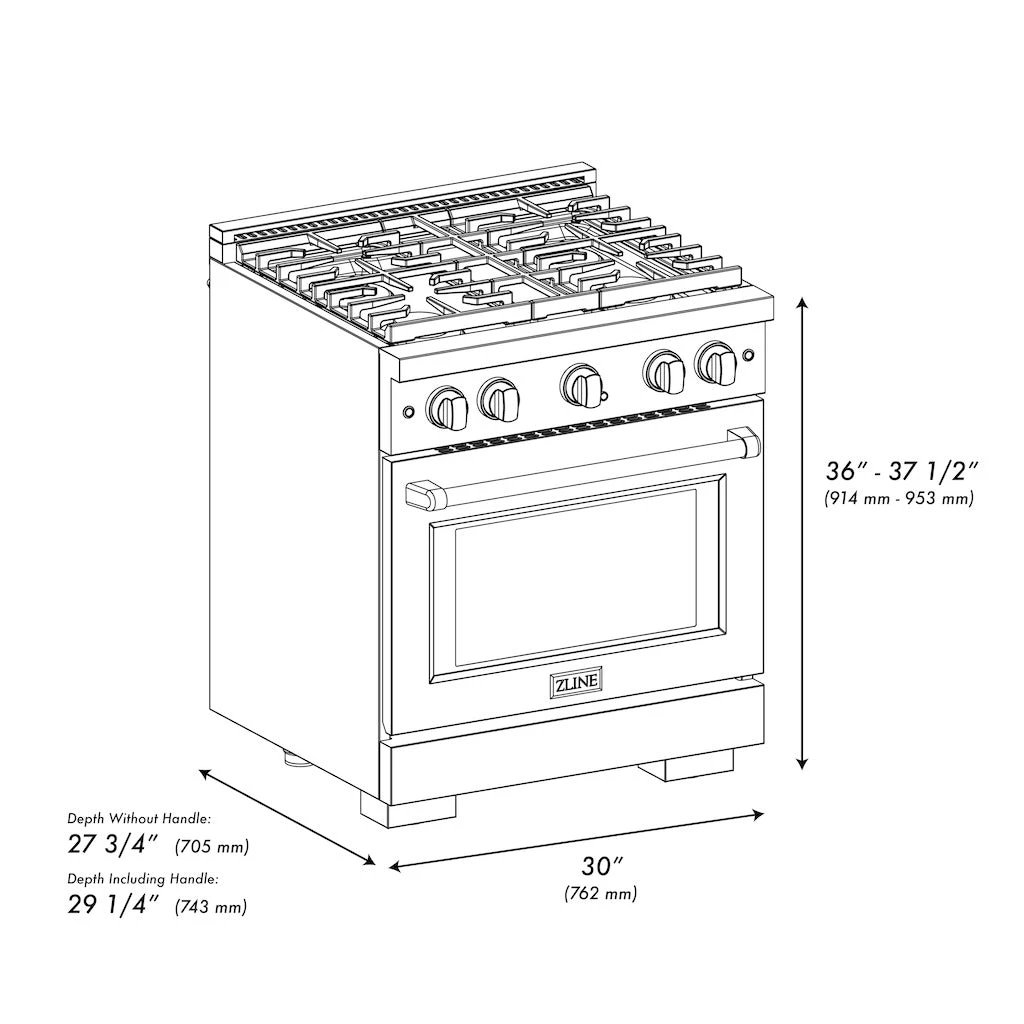 ZLINE 30 In. 4.2 Cu. Ft. Paramount Gas Range With Convection Gas Oven In Black Stainless Steel With 4 Brass Burners (SGRB-BR-30)(Zline 30 Paramount Gas Range Black Stainless Steel Brass Burners Sgrb Br 30) 8 ZLINE 30 In. 4.2 Cu. Ft. Paramount Gas Range With Convection Gas Oven In Black Stainless Steel With 4 Brass Burners (SGRB-BR-30)(Zline 30 Paramount Gas Range Black Stainless Steel Brass Burners Sgrb Br 30) - Image 8
