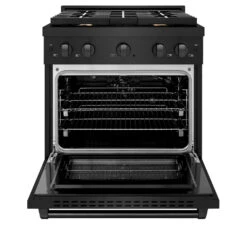 ZLINE 30 In. 4.2 Cu. Ft. Paramount Gas Range With Convection Gas Oven In Black Stainless Steel With 4 Brass Burners (SGRB-BR-30)(Zline 30 Paramount Gas Range Black Stainless Steel Brass Burners Sgrb Br 30) 11 ZLINE 30 In. 4.2 Cu. Ft. Paramount Gas Range With Convection Gas Oven In Black Stainless Steel With 4 Brass Burners (SGRB-BR-30)(Zline 30 Paramount Gas Range Black Stainless Steel Brass Burners Sgrb Br 30) -Zline Oven Shop zline professional black stainless steel gas range SGRB BR 30 front opencopy