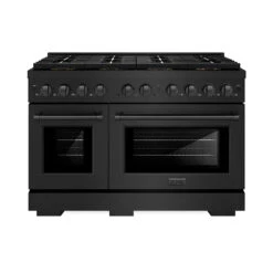 ZLINE 48 In. 6.7 Cu. Ft. Paramount Gas Range With 8 Burner DuoPro™ Cooktop And Dual Ovens In Black Stainless Steel (PSGRB-48)(Zline 48 Paramount Gas Range Duopro Black Stainless Steel Psgrb 48)