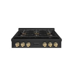ZLINE Autograph Edition 36 In. Paramount Gas Rangetop With 6 Burner DuoPro™ Cooktop In Black Stainless Steel And Champagne Bronze Accents (PSRTBZ-36-CB)(Zline Autograph Edition 36 Paramount Gas Rangetop Duopro Black Stainless Steel Champagne Bronze Psrtbz 36 Cb)