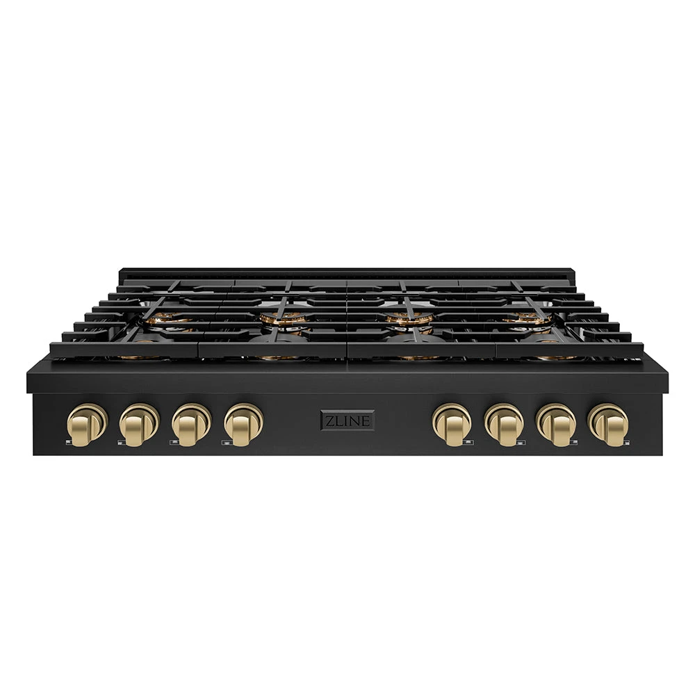 ZLINE Autograph Edition 48 In. Paramount Gas Rangetop With 8 Burner DuoPro™ Cooktop In Black Stainless Steel And Champagne Bronze Accents (PSRTBZ-48-CB)(Zline Autograph Edition 48 Paramount Gas Rangetop Duopro Black Stainless Steel Champagne Bronze Psrtbz 48 Cb) 1 ZLINE Autograph Edition 48 In. Paramount Gas Rangetop With 8 Burner DuoPro™ Cooktop In Black Stainless Steel And Champagne Bronze Accents (PSRTBZ-48-CB)(Zline Autograph Edition 48 Paramount Gas Rangetop Duopro Black Stainless Steel Champagne Bronze Psrtbz 48 Cb)