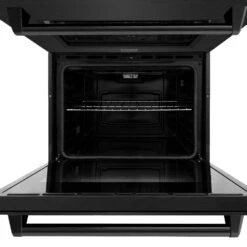 ZLINE 30 In. Professional True Convection Double Wall Oven With Air Fry And Self Clean In Black Stainless Steel (WADB-30)(Zline 30 Double Wall Oven Black Stainless Steel Wadb 30) -Zline Oven Shop zline professional black stainless steel wall oven WADB 30 detail front open 2