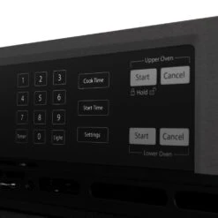 ZLINE 30 In. Professional True Convection Double Wall Oven With Air Fry And Self Clean In Black Stainless Steel (WADB-30)(Zline 30 Double Wall Oven Black Stainless Steel Wadb 30) -Zline Oven Shop zline professional black stainless steel wall oven WADB 30 detail panel 1