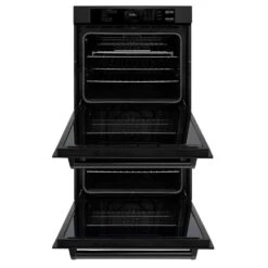 ZLINE 30 In. Professional True Convection Double Wall Oven With Air Fry And Self Clean In Black Stainless Steel (WADB-30)(Zline 30 Double Wall Oven Black Stainless Steel Wadb 30) -Zline Oven Shop zline professional black stainless steel wall oven WADB 30 front open