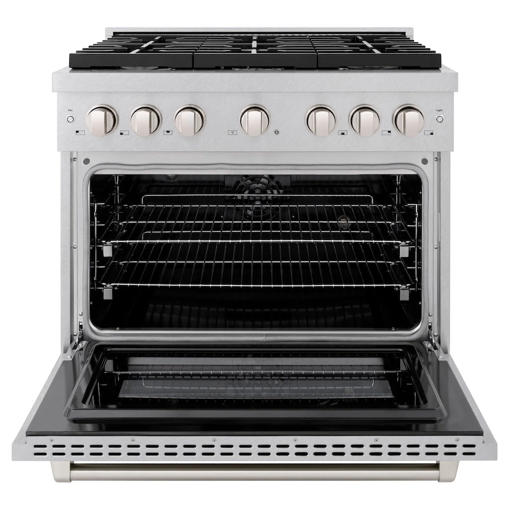 ZLINE 36 In. 5.2 Cu. Ft. Paramount Dual Fuel Range With 6 Burner Gas Cooktop And Electric Convection Oven In Satin Stainless Steel (SDRS-36)(Zline 36 Paramount Dual Fuel Range Satin Stainless Steel Sdrs 36) 4 ZLINE 36 In. 5.2 Cu. Ft. Paramount Dual Fuel Range With 6 Burner Gas Cooktop And Electric Convection Oven In Satin Stainless Steel (SDRS-36)(Zline 36 Paramount Dual Fuel Range Satin Stainless Steel Sdrs 36) - Image 4