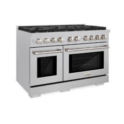 ZLINE 48 In. 6.7 Cu. Ft. Paramount Double Oven Gas Range With 8 Burner Cooktop In Satin Stainless Steel (SGRS-48)(Zline 48 Paramount Gas Range Satin Stainless Steel Sgrs 48)