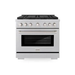 ZLINE 36 In. 5.2 Cu. Ft. Paramount Gas Range With Convection Gas Oven In Satin Stainless Steel With 6 Brass Burners (SGRS-BR-36)(Zline 36 Paramount Gas Range Satin Stainless Steel Brass Burners Sgrs Br 36) 22 ZLINE 36 In. 5.2 Cu. Ft. Paramount Gas Range With Convection Gas Oven In Satin Stainless Steel With 6 Brass Burners (SGRS-BR-36)(Zline 36 Paramount Gas Range Satin Stainless Steel Brass Burners Sgrs Br 36) -Zline Oven Shop zline professional satin stainless steel gas range SGRS BR 36 front hero