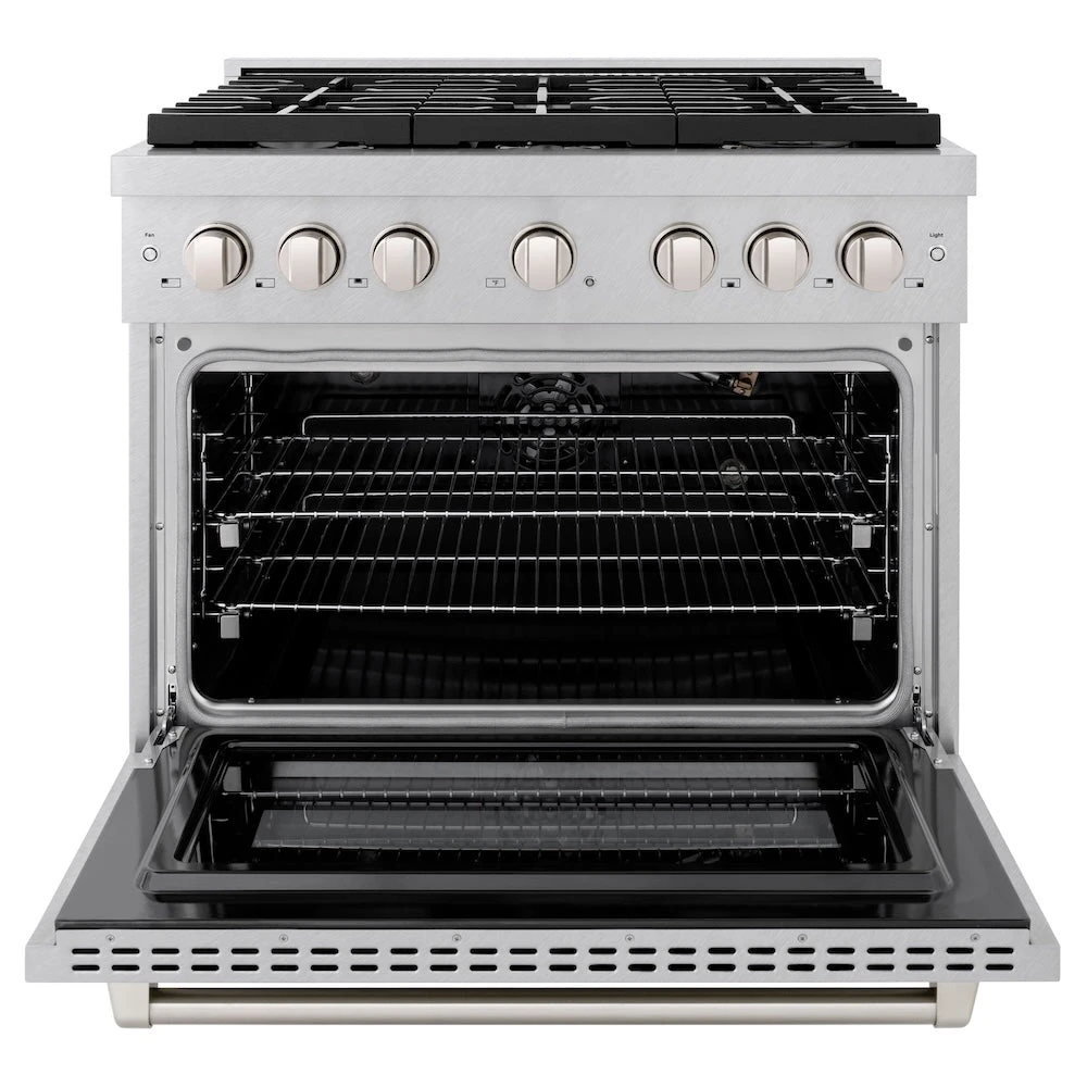 ZLINE 36 In. 5.2 Cu. Ft. Paramount Gas Range With Convection Gas Oven In Satin Stainless Steel With 6 Brass Burners (SGRS-BR-36)(Zline 36 Paramount Gas Range Satin Stainless Steel Brass Burners Sgrs Br 36) 4 ZLINE 36 In. 5.2 Cu. Ft. Paramount Gas Range With Convection Gas Oven In Satin Stainless Steel With 6 Brass Burners (SGRS-BR-36)(Zline 36 Paramount Gas Range Satin Stainless Steel Brass Burners Sgrs Br 36) - Image 4