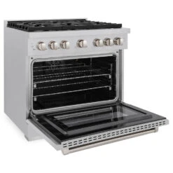 ZLINE 36 In. 5.2 Cu. Ft. Paramount Gas Range With Convection Gas Oven In Satin Stainless Steel With 6 Brass Burners (SGRS-BR-36)(Zline 36 Paramount Gas Range Satin Stainless Steel Brass Burners Sgrs Br 36) 26 ZLINE 36 In. 5.2 Cu. Ft. Paramount Gas Range With Convection Gas Oven In Satin Stainless Steel With 6 Brass Burners (SGRS-BR-36)(Zline 36 Paramount Gas Range Satin Stainless Steel Brass Burners Sgrs Br 36) -Zline Oven Shop zline professional satin stainless steel gas range SGRS BR 36 side open