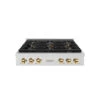 ZLINE Autograph Edition 36 In. Paramount Gas Rangetop With 6 Burner DuoPro™ Cooktop In Satin Stainless Steel And Polished Gold Accents (PSRTSZ-36-G)(Zline Autograph Edition 36 Paramount Gas Rangetop Duopro Satin Stainless Steel Polished Gold Psrtsz 36 G)
