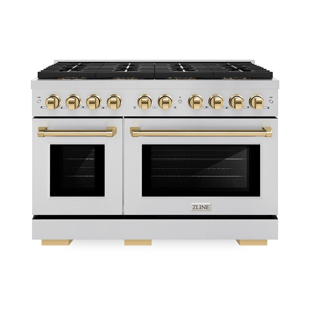 ZLINE Autograph Edition 48 In. 6.7 Cu. Ft. Paramount Dual Fuel Range With 8 Burner DuoPro™ Cooktop And Dual Ovens In Stainless Steel And Polished Gold Accents (PSDRZ-48-G)(Zline Autograph Edition 48 Paramount Dual Fuel Range Duopro Stainless Steel Polished Gold Psdrz 48 G) 1 ZLINE Autograph Edition 48 In. 6.7 Cu. Ft. Paramount Dual Fuel Range With 8 Burner DuoPro™ Cooktop And Dual Ovens In Stainless Steel And Polished Gold Accents (PSDRZ-48-G)(Zline Autograph Edition 48 Paramount Dual Fuel Range Duopro Stainless Steel Polished Gold Psdrz 48 G)