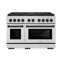 ZLINE Autograph Edition 48 In. 6.7 Cu. Ft. Paramount Dual Fuel Range With 8 Burner DuoPro⢠Cooktop And Dual Ovens In Stainless Steel And Matte Black Accents (PSDRZ-48-MB)(Zline Autograph Edition 48 Paramount Dual Fuel Range Duopro Stainless Steel Matte Black Psdrz 48 Mb)