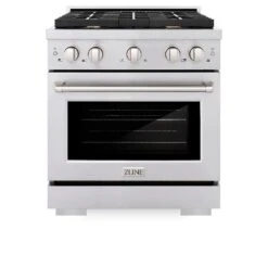 ZLINE 30 In. 4.2 Cu. Ft. Paramount Dual Fuel Range With Gas Cooktop And Electric Convection Oven In Stainless Steel With 4 Brass Burners (SDR-BR-30)(Zline 30 Paramount Dual Fuel Range Stainless Steel Brass Burners Sdr Br 30) -Zline Oven Shop zline professional stainless steel gas range SDR BR 30 front f7f17117 c568 4433 ab6f c6544307bb4e