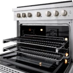 ZLINE 36 In. 5.2 Cu. Ft. Paramount Dual Fuel Range With Gas Cooktop And Electric Convection Oven In Stainless Steel With 6 Brass Burners (SDR-BR-36)(Zline 36 Paramount Dual Fuel Range Stainless Steel Brass Burners Sdr Br 36) -Zline Oven Shop zline professional stainless steel gas range SDR BR 36 inside oven detail ecc0d71b 5a98 4113 8bdb f3ad38454e5f