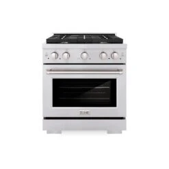 ZLINE 30 In. 4.2 Cu. Ft. Paramount Dual Fuel Range With 4 Burner Gas Cooktop And Electric Convection Oven In Stainless Steel (SDR30)(Zline 30 Paramount Dual Fuel Range Stainless Steel Sdr30) 21 ZLINE 30 In. 4.2 Cu. Ft. Paramount Dual Fuel Range With 4 Burner Gas Cooktop And Electric Convection Oven In Stainless Steel (SDR30)(Zline 30 Paramount Dual Fuel Range Stainless Steel Sdr30) -Zline Oven Shop zline professional stainless steel gas range SDR30 front hero
