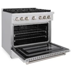 ZLINE 36 In. 5.2 Cu. Ft. Paramount Dual Fuel Range With 6 Burner Gas Cooktop And Electric Convection Oven In Stainless Steel (SDR36)(Zline 36 Paramount Dual Fuel Range Stainless Steel Sdr36) -Zline Oven Shop zline professional stainless steel gas range SDR36 side open 13f2d194 021f 4938 95b5 0d04820f9468