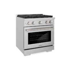 ZLINE 30 In. 4.2 Cu. Ft. Paramount Gas Range With Convection Gas Oven In Stainless Steel With 4 Brass Burners (SGR-BR-30)(Zline 30 Paramount Gas Range Stainless Steel Brass Burners Sgr Br 30)