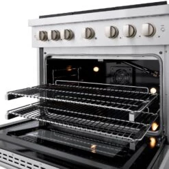 ZLINE 36 In. 5.2 Cu. Ft. Paramount Gas Range With Convection Gas Oven In Stainless Steel With 6 Brass Burners (SGR-BR-36)(Zline 36 Paramount Gas Range Stainless Steel Brass Burners Sgr Br 36) -Zline Oven Shop zline professional stainless steel gas range SGR BR 36 inside oven detail