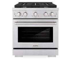 ZLINE 30 In. 4.2 Cu. Ft. Paramount Gas Range With 4 Burner Cooktop And Convection Gas Oven In Stainless Steel (SGR30)(Zline 30 Paramount Gas Range Stainless Steel Sgr30) -Zline Oven Shop zline professional stainless steel gas range SGR30 front