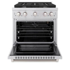 ZLINE 30 In. 4.2 Cu. Ft. Paramount Gas Range With 4 Burner Cooktop And Convection Gas Oven In Stainless Steel (SGR30)(Zline 30 Paramount Gas Range Stainless Steel Sgr30) -Zline Oven Shop zline professional stainless steel gas range SGR30 front open