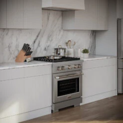 ZLINE 30 In. 4.2 Cu. Ft. Paramount Gas Range With 4 Burner Cooktop And Convection Gas Oven In Stainless Steel (SGR30)(Zline 30 Paramount Gas Range Stainless Steel Sgr30) -Zline Oven Shop zline professional stainless steel gas range SGR30 lifestyle angled 3526dcf1 2937 4f95 85a3 8f2a06ebd171