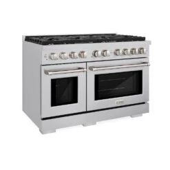 ZLINE 48 In. 6.7 Cu. Ft. Paramount Double Oven Gas Range With 8 Burner Cooktop In Stainless Steel (SGR48)(Zline 48 Paramount Gas Range Stainless Steel Sgr48)