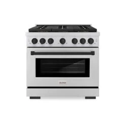 ZLINE Autograph Edition 36 In. 5.2 Cu. Ft. Paramount Gas Range With 6 Burner DuoPro⢠Cooktop And Convection Gas Oven In Stainless Steel And Matte Black Accents (PSGRZ-36-MB)(Zline Autograph Edition 36 Paramount Gas Range Duopro Stainless Steel Matte Black Psgrz 36 Mb)