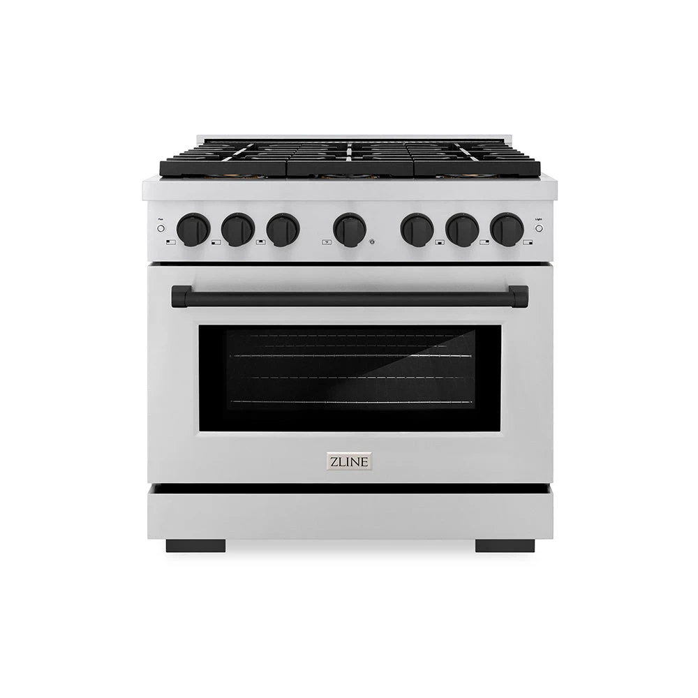 ZLINE Autograph Edition 36 In. 5.2 Cu. Ft. Paramount Gas Range With 6 Burner DuoPro™ Cooktop And Convection Gas Oven In Stainless Steel And Matte Black Accents (PSGRZ-36-MB)(Zline Autograph Edition 36 Paramount Gas Range Duopro Stainless Steel Matte Black Psgrz 36 Mb) 1 ZLINE Autograph Edition 36 In. 5.2 Cu. Ft. Paramount Gas Range With 6 Burner DuoPro™ Cooktop And Convection Gas Oven In Stainless Steel And Matte Black Accents (PSGRZ-36-MB)(Zline Autograph Edition 36 Paramount Gas Range Duopro Stainless Steel Matte Black Psgrz 36 Mb)