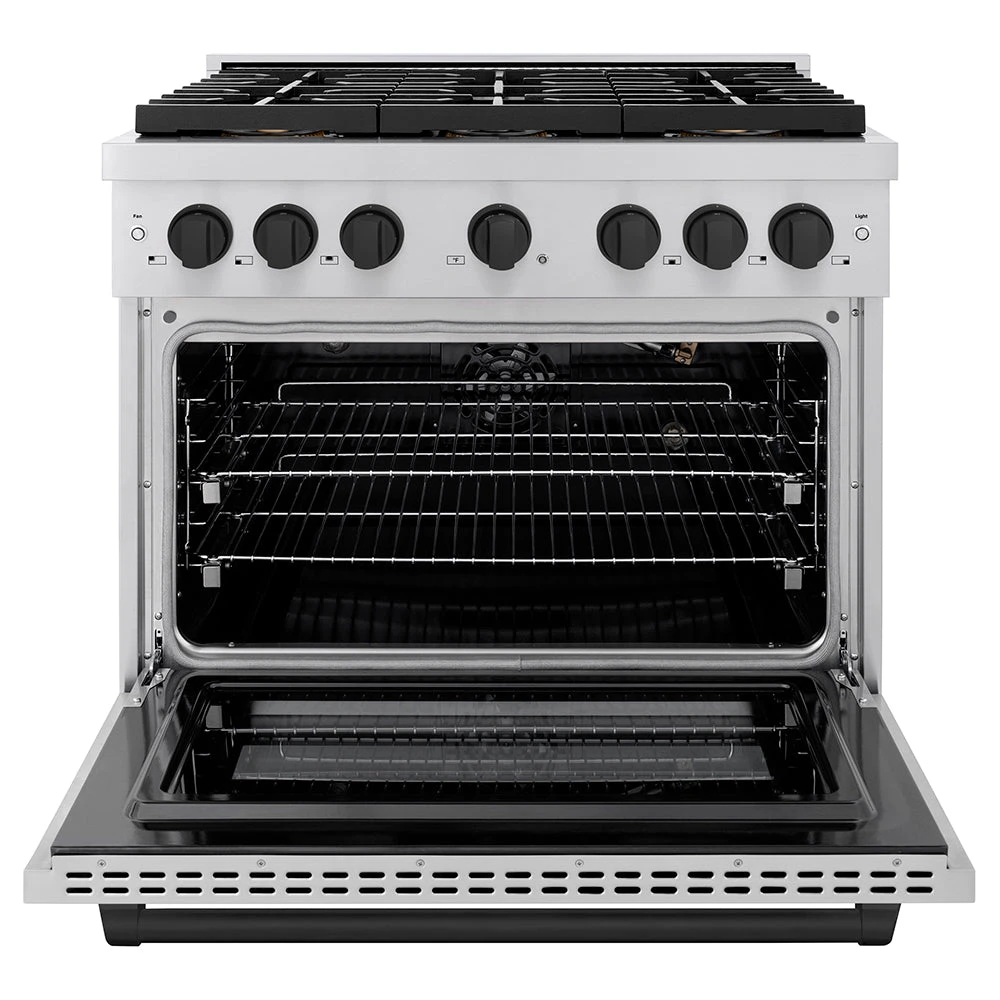 ZLINE Autograph Edition 36 In. 5.2 Cu. Ft. Paramount Gas Range With 6 Burner DuoPro™ Cooktop And Convection Gas Oven In Stainless Steel And Matte Black Accents (PSGRZ-36-MB)(Zline Autograph Edition 36 Paramount Gas Range Duopro Stainless Steel Matte Black Psgrz 36 Mb) 3 ZLINE Autograph Edition 36 In. 5.2 Cu. Ft. Paramount Gas Range With 6 Burner DuoPro™ Cooktop And Convection Gas Oven In Stainless Steel And Matte Black Accents (PSGRZ-36-MB)(Zline Autograph Edition 36 Paramount Gas Range Duopro Stainless Steel Matte Black Psgrz 36 Mb) - Image 3