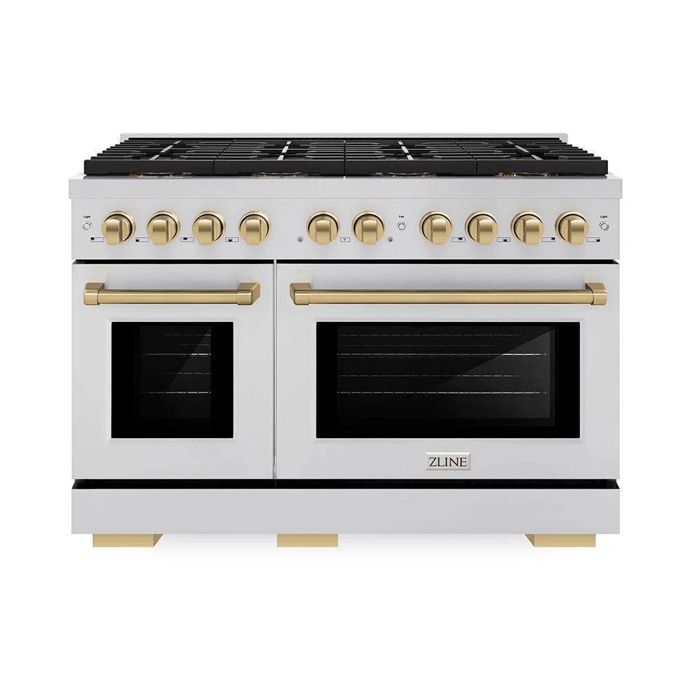 ZLINE Autograph Edition 48 In. 6.7 Cu. Ft. Paramount Gas Range With 8 Burner DuoPro™ Cooktop And Dual Ovens In Stainless Steel And Champagne Bronze Accents (PSGRZ-48-CB)(Zline Autograph Edition 48 Paramount Gas Range Duopro Stainless Steel Champagne Bronze Psgrz 48 Cb) 1 ZLINE Autograph Edition 48 In. 6.7 Cu. Ft. Paramount Gas Range With 8 Burner DuoPro™ Cooktop And Dual Ovens In Stainless Steel And Champagne Bronze Accents (PSGRZ-48-CB)(Zline Autograph Edition 48 Paramount Gas Range Duopro Stainless Steel Champagne Bronze Psgrz 48 Cb)