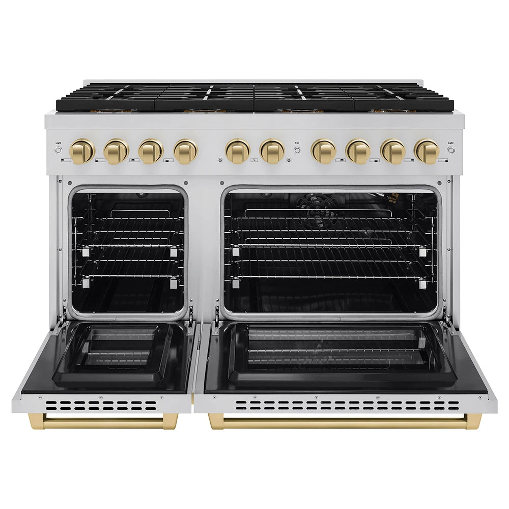 ZLINE Autograph Edition 48 In. 6.7 Cu. Ft. Paramount Gas Range With 8 Burner DuoPro™ Cooktop And Dual Ovens In Stainless Steel And Champagne Bronze Accents (PSGRZ-48-CB)(Zline Autograph Edition 48 Paramount Gas Range Duopro Stainless Steel Champagne Bronze Psgrz 48 Cb) 3 ZLINE Autograph Edition 48 In. 6.7 Cu. Ft. Paramount Gas Range With 8 Burner DuoPro™ Cooktop And Dual Ovens In Stainless Steel And Champagne Bronze Accents (PSGRZ-48-CB)(Zline Autograph Edition 48 Paramount Gas Range Duopro Stainless Steel Champagne Bronze Psgrz 48 Cb) - Image 3