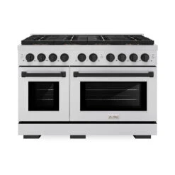 ZLINE Autograph Edition 48 In. 6.7 Cu. Ft. Paramount Gas Range With 8 Burner DuoPro⢠Cooktop And Dual Ovens In Stainless Steel And Matte Black Accents (PSGRZ-48-MB)(Zline Autograph Edition 48 Paramount Gas Range Duopro Stainless Steel Matte Black Psgrz 48 Mb)
