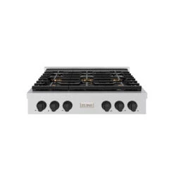 ZLINE Autograph Edition 36 In. Paramount Gas Rangetop With 6 Burner DuoPro™ Cooktop In Stainless Steel And Matte Black Accents (PSRTZ-36-MB)(Zline Autograph Edition 36 Paramount Gas Rangetop Duopro Stainless Steel Matte Black Psrtz 36 Mb)