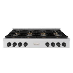 ZLINE Autograph Edition 48 In. Paramount Gas Rangetop With 8 Burner DuoPro⢠Cooktop In Stainless Steel And Matte Black Accents (PSRTZ-48-MB)(Zline Autograph Edition 48 Paramount Gas Rangetop Duopro Stainless Steel Matte Black Psrtz 48 Mb)