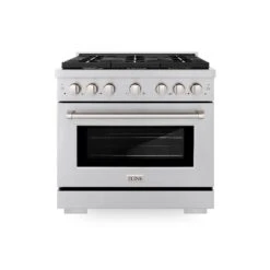 ZLINE 36 In. 5.2 Cu. Ft. Paramount Dual Fuel Range With 6 Burner Gas Cooktop And Electric Convection Oven In Stainless Steel (SDR36)(Zline 36 Paramount Dual Fuel Range Stainless Steel Sdr36) -Zline Oven Shop zline professional stainless steel range SDR36 front hero